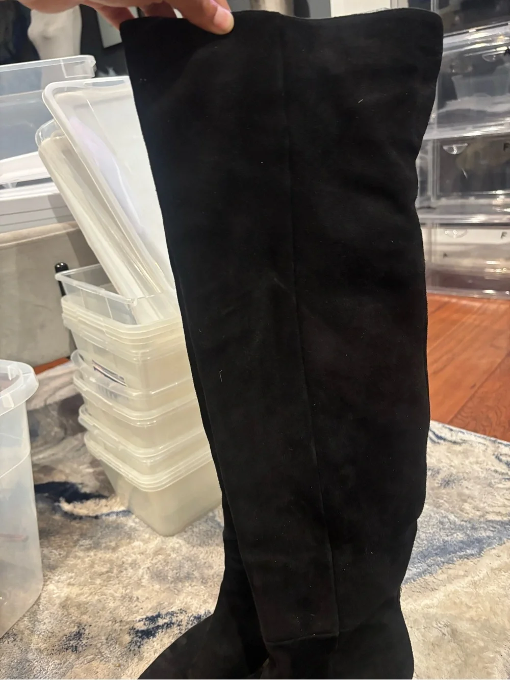 Sam Edelman Black Suede Over-the-Knee Pointed-Toe Stiletto Boots
